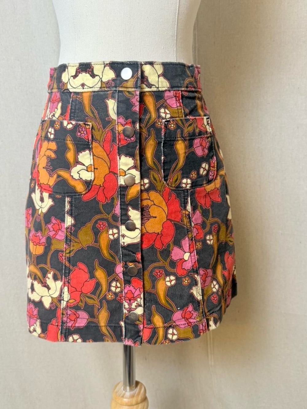 Urban Outfitters floral denim mini skirt
